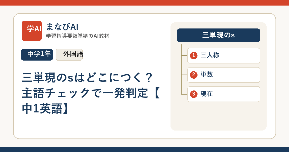 三単現のsはどこにつく？主語チェックで一発判定【中1英語】 | まなびAI