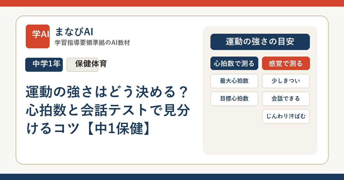運動の強さはどう決める？心拍数と会話テストで見分けるコツ【中1保健】 | まなびAI