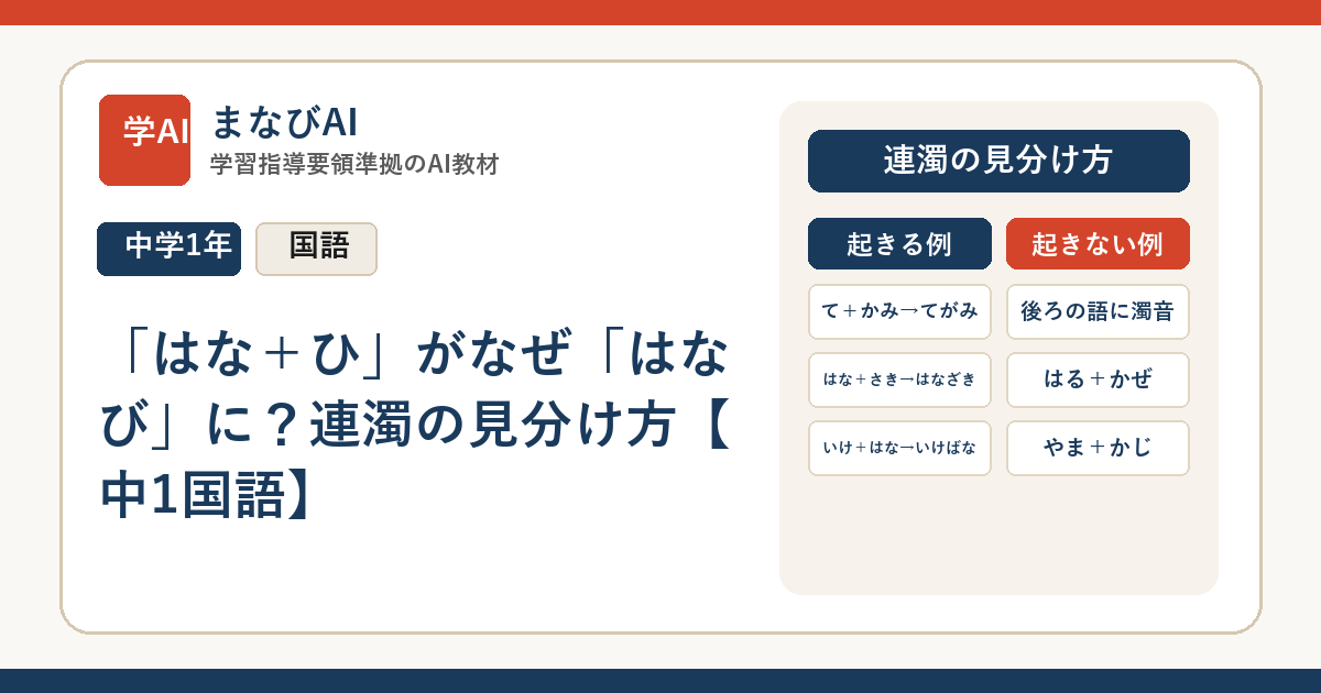 「はな＋ひ」がなぜ「はなび」に？連濁の見分け方【中1国語】 | まなびAI