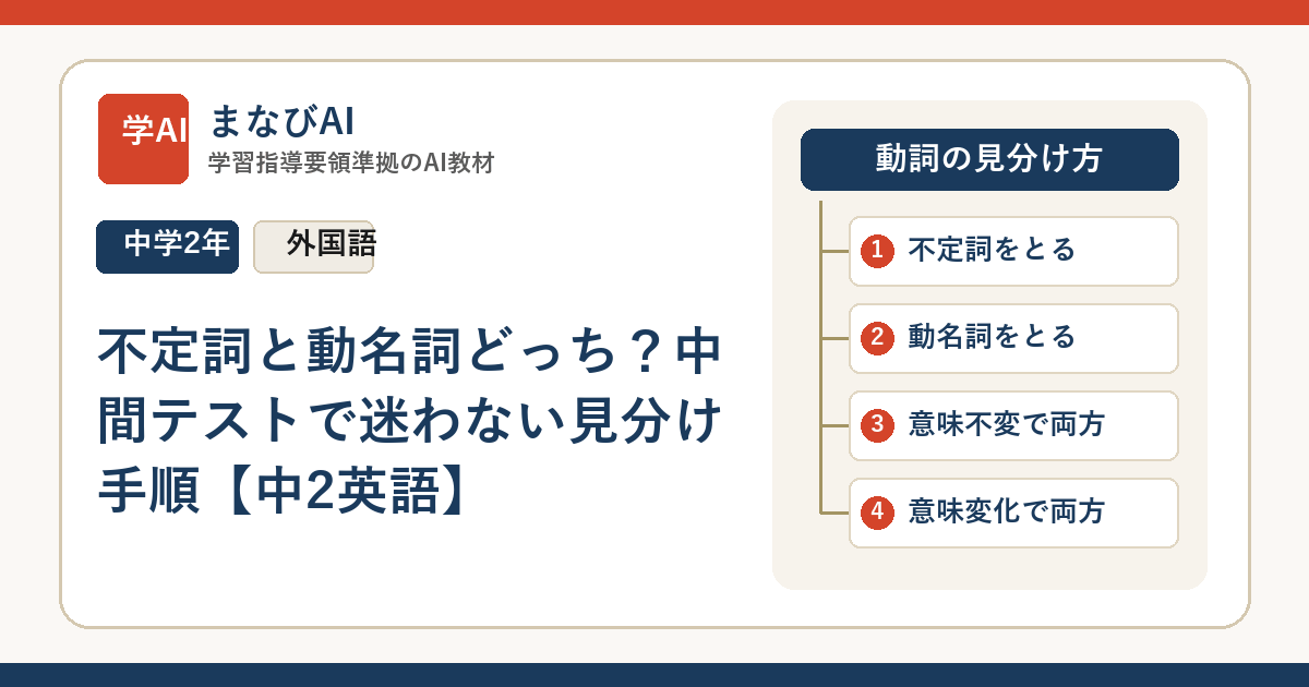 不定詞と動名詞どっち？中間テストで迷わない見分け手順【中2英語】 | まなびAI