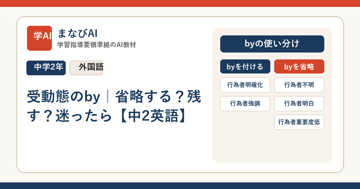 受動態のby｜省略する？残す？迷ったら【中2英語】 | まなびAI