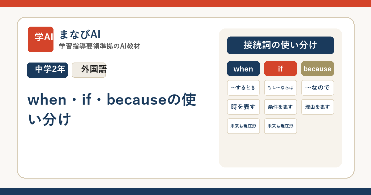 【中2英語】when・if・becauseの使い分け | まなびAI