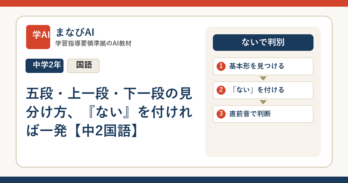 五段・上一段・下一段の見分け方、『ない』を付ければ一発【中2国語】 | まなびAI