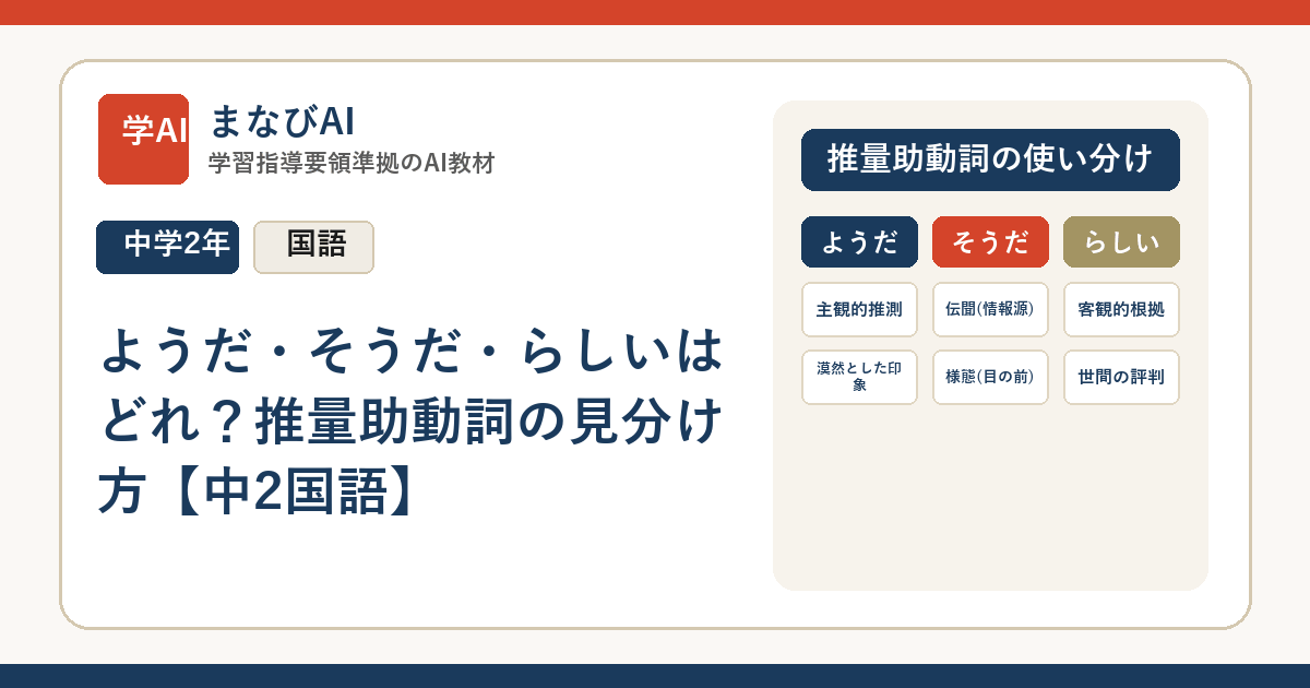 ようだ・そうだ・らしいはどれ？推量助動詞の見分け方【中2国語】 | まなびAI