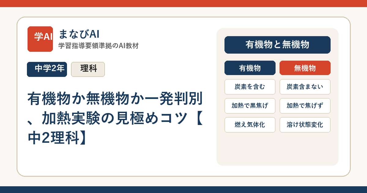 有機物か無機物か一発判別、加熱実験の見極めコツ【中2理科】 | まなびAI