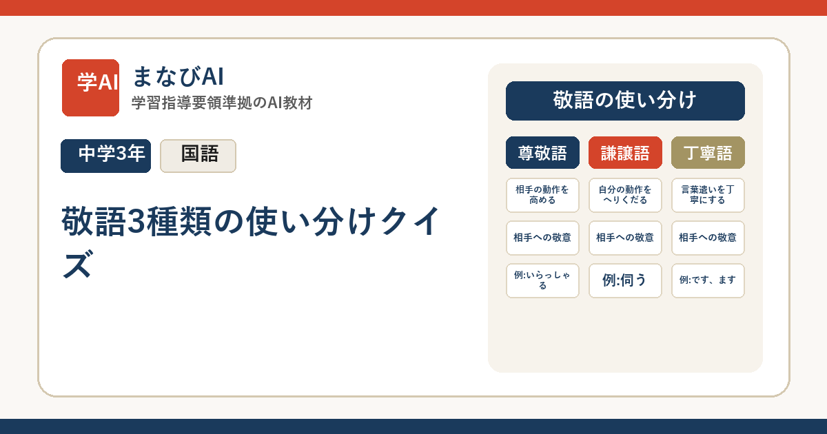 【中3国語】敬語3種類の使い分けクイズ | まなびAI