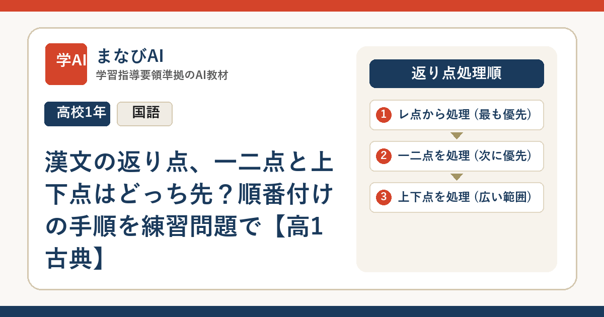 漢文の返り点、一二点と上下点はどっち先？順番付けの手順を練習問題で【高1古典】 | まなびAI