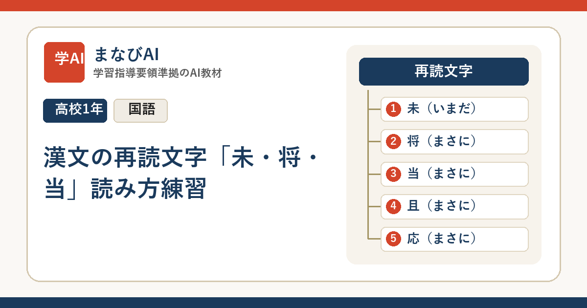 【高1古典】漢文の再読文字「未・将・当」読み方練習 | まなびAI
