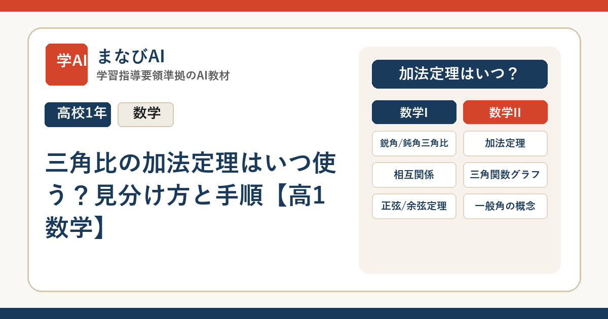 三角比の加法定理はいつ使う？見分け方と手順【高1数学】 | まなびAI
