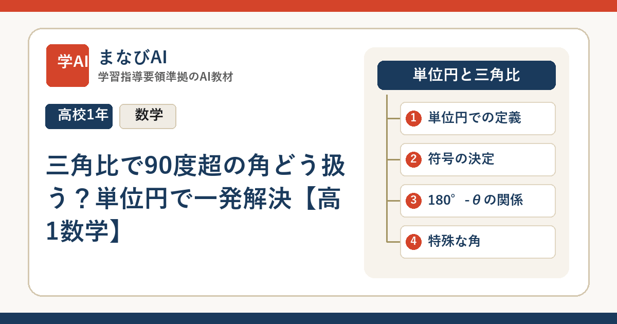 三角比で90度超の角どう扱う？単位円で一発解決【高1数学】 | まなびAI