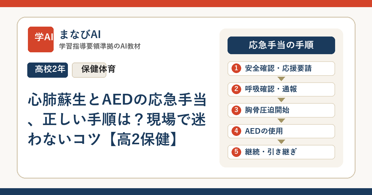 心肺蘇生とAEDの応急手当、正しい手順は？現場で迷わないコツ【高2保健】 | まなびAI