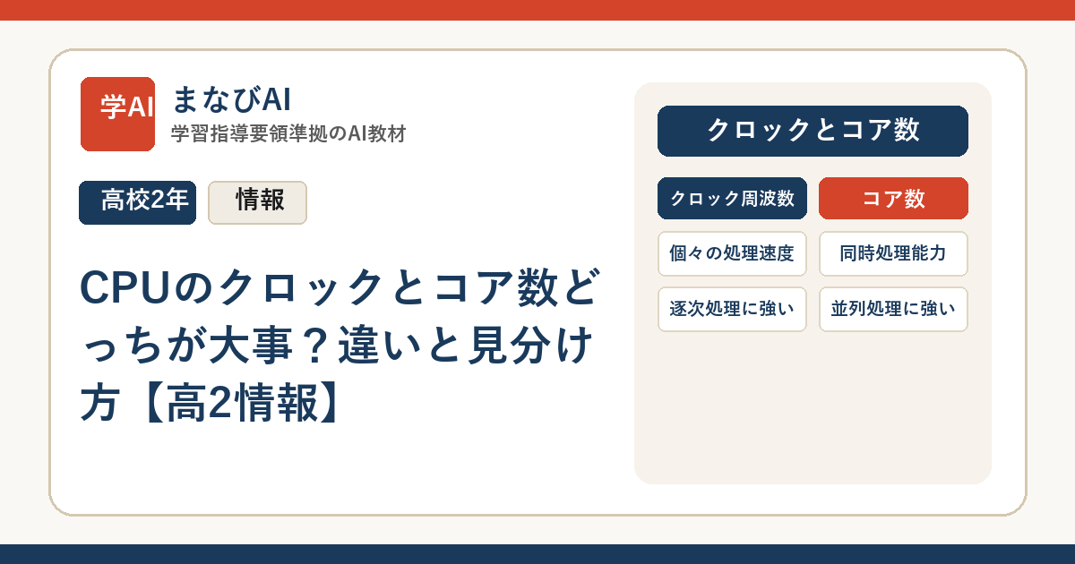 CPUのクロックとコア数どっちが大事？違いと見分け方【高2情報】 | まなびAI