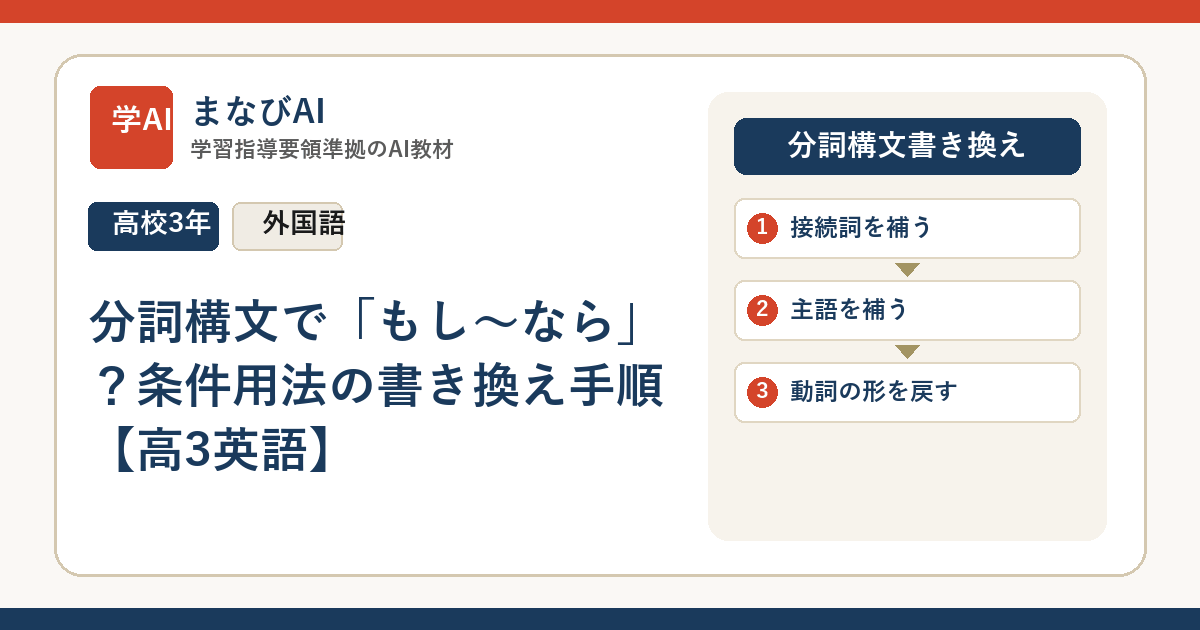 分詞構文で「もし〜なら」？条件用法の書き換え手順【高3英語】 | まなびAI