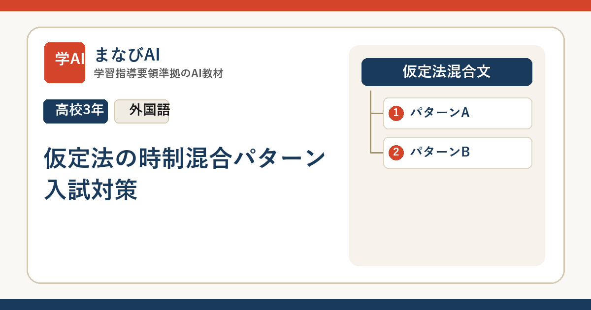 【高3英語】仮定法の時制混合パターン入試対策 | まなびAI