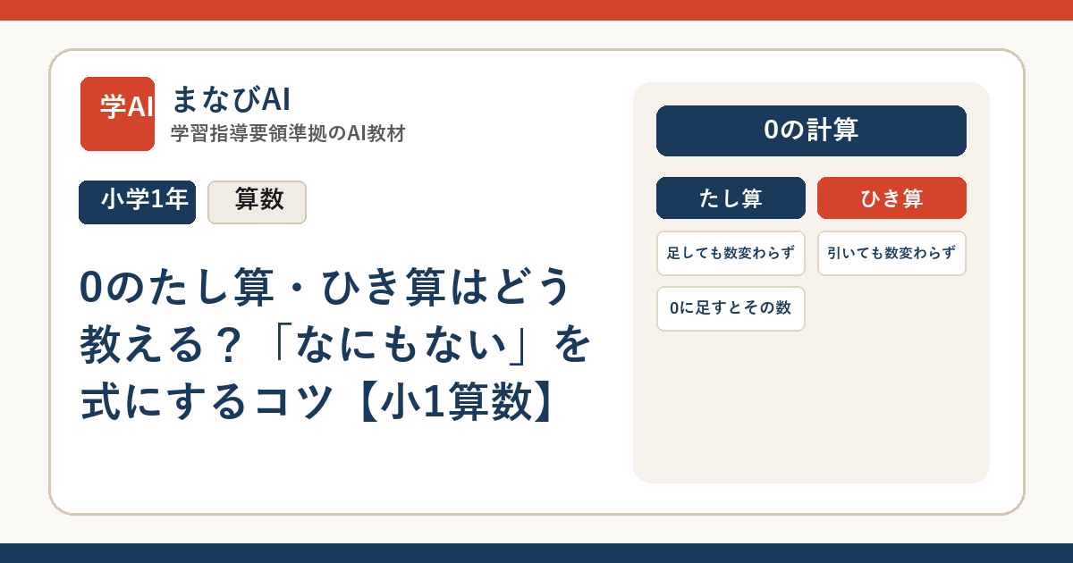 0のたし算・ひき算はどう教える？「なにもない」を式にするコツ【小1算数】 | まなびAI