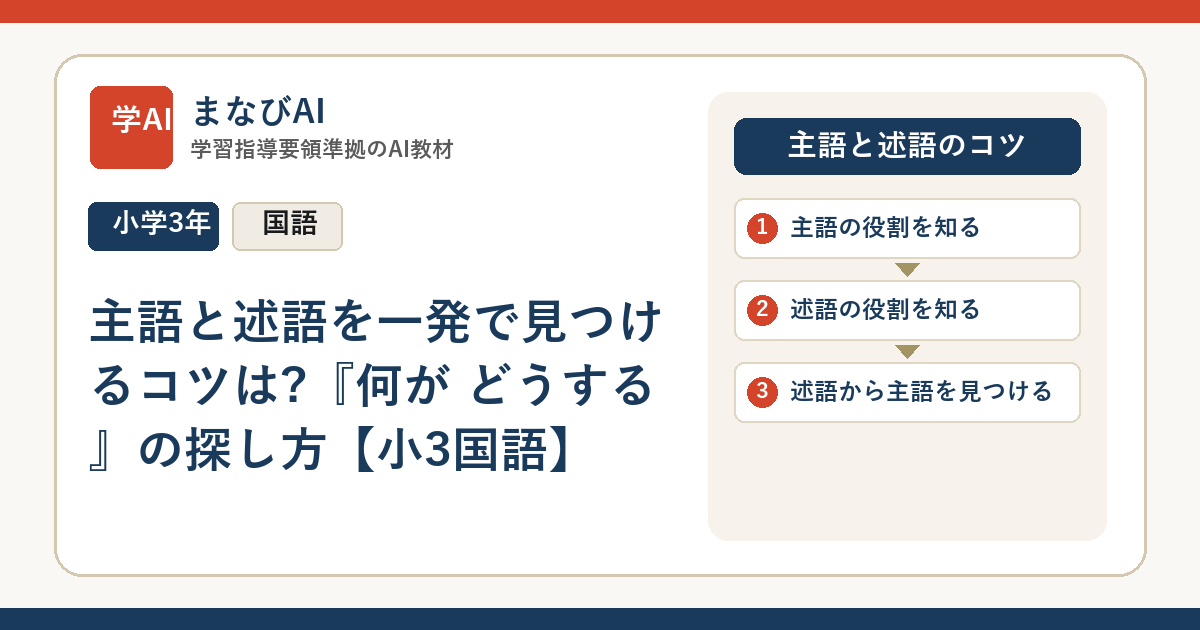 主語と述語を一発で見つけるコツは?『何が どうする』の探し方【小3国語】 | まなびAI