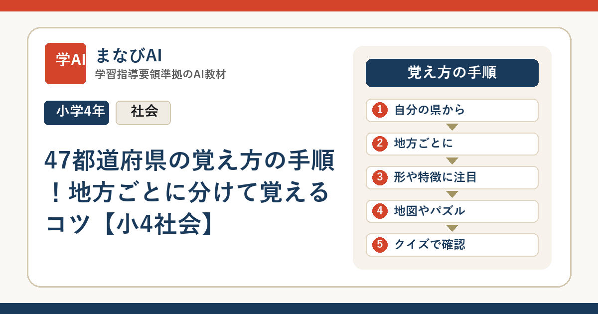 47都道府県の覚え方の手順！地方ごとに分けて覚えるコツ【小4社会】 | まなびAI