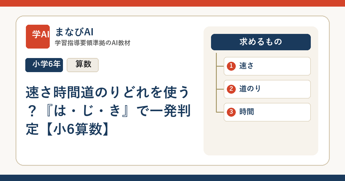 速さ時間道のりどれを使う？『は・じ・き』で一発判定【小6算数】 | まなびAI